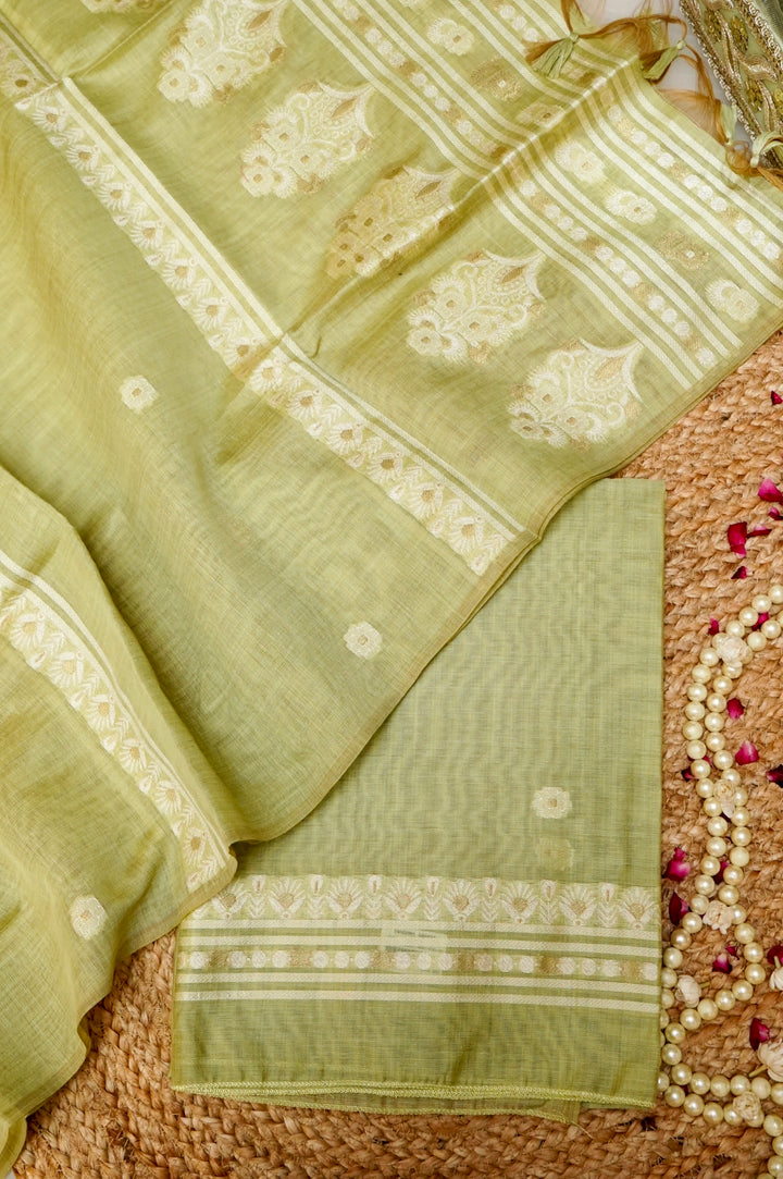 Pistachio Green Cotton Unstitched Suit Set