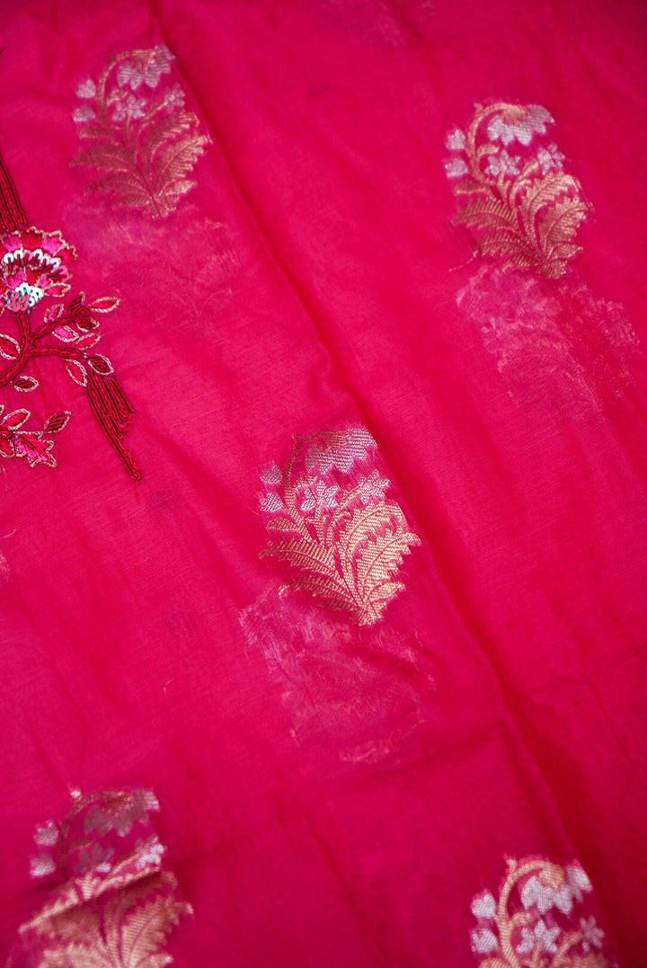 Pink Pure Mul Silk Suit with Zardozi Embroidery and Pitta Zari Dupatta