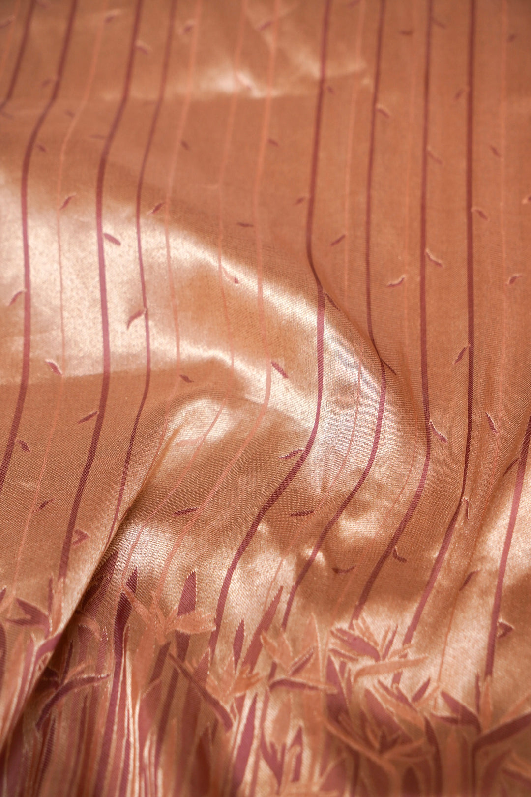 Contemporary Rose Gold Pure Banarasi Handloom Katan Silk Saree
