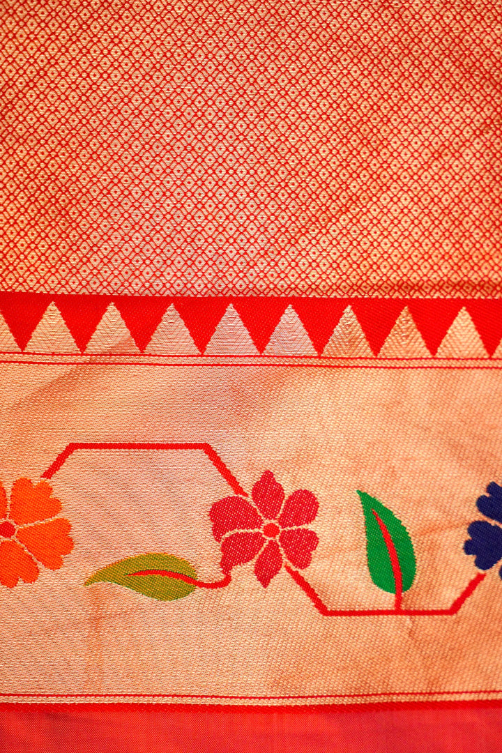 Beige Banarasi Tissue Silk Meenakari Saree with Paithani Border Pallu