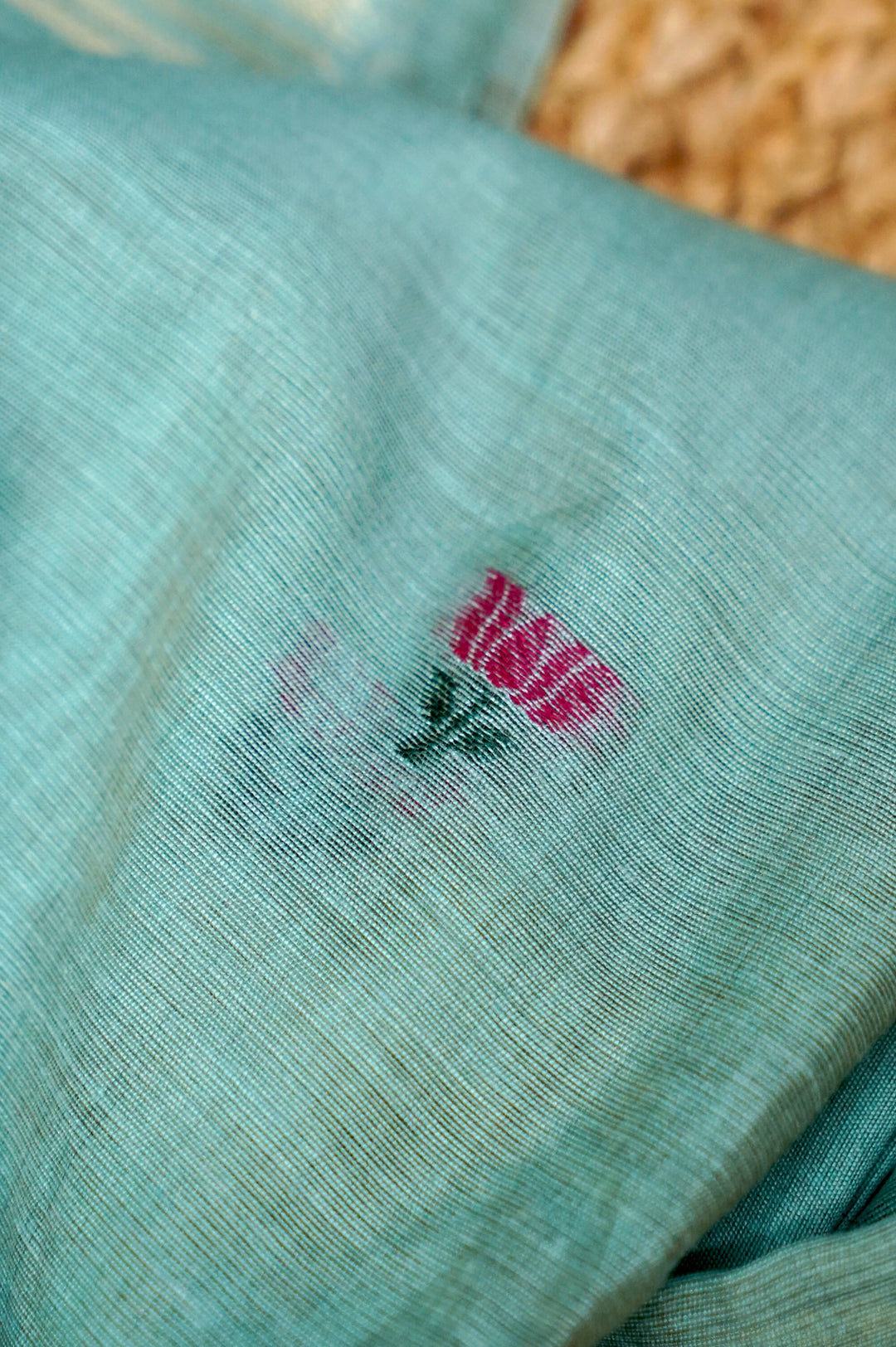 Sky Blue Handwoven Cotton Unstitched Suit Set with Floral Woven Dupatta