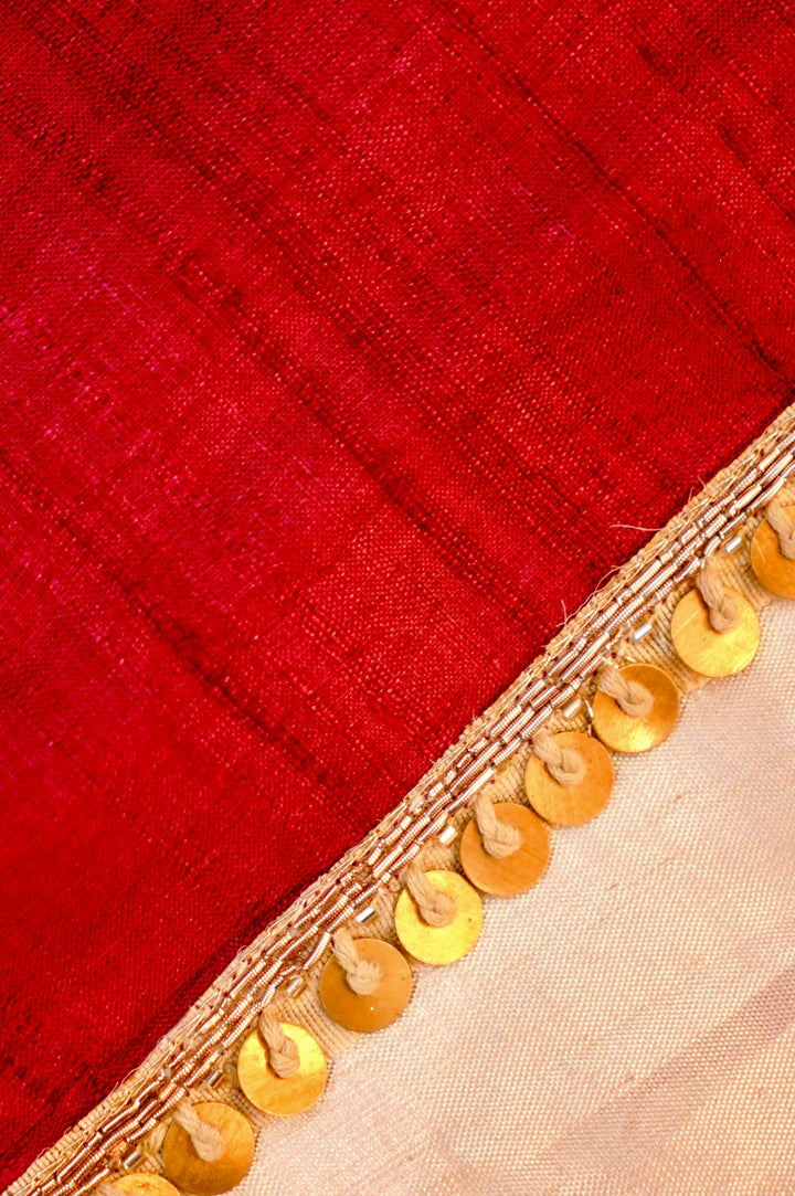 Regal Dark Magenta Handloom Tussar Silk Hand Zardozi Embroidery Saree