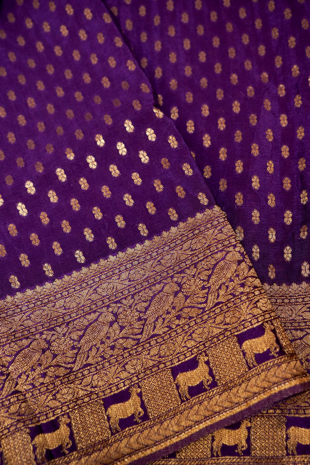 Antique Zari Weave Purple Pure Chinon Georgette Pichwai Saree