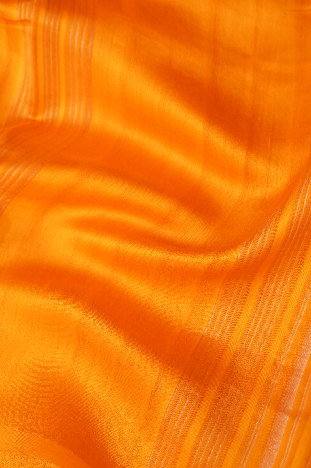 Yellow Pure Banarasi Katan Silk Saree with Stripes & Shibori Weaving