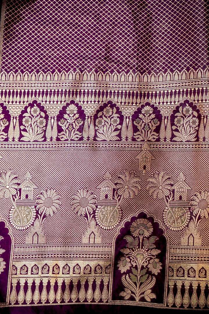 Dark Purple Modal Silk Co-Ord Set with Heritage Woven Design