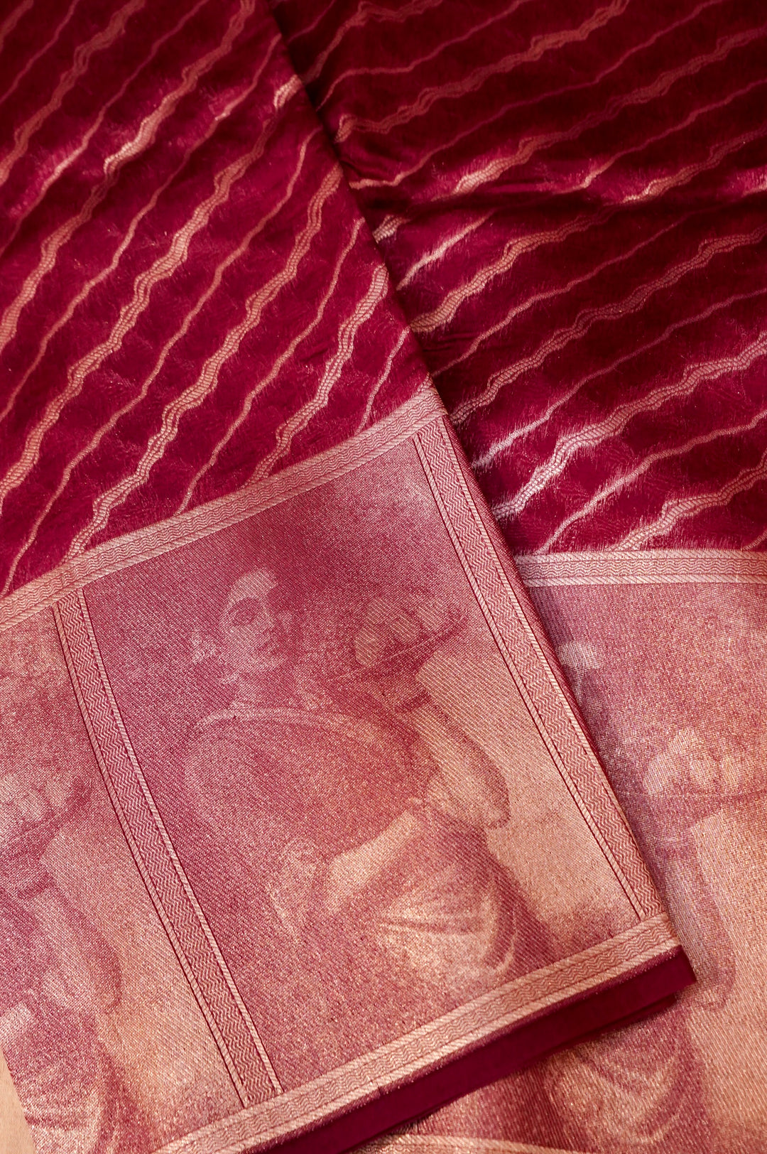 Wine Regal Grace – Pure Katan Silk Handloom Contemporary Banarasi Madhubala Saree