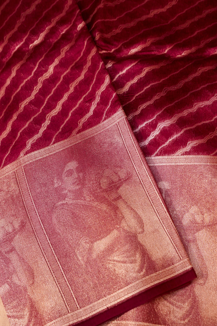 Wine Regal Grace – Pure Katan Silk Handloom Contemporary Banarasi Madhubala Saree