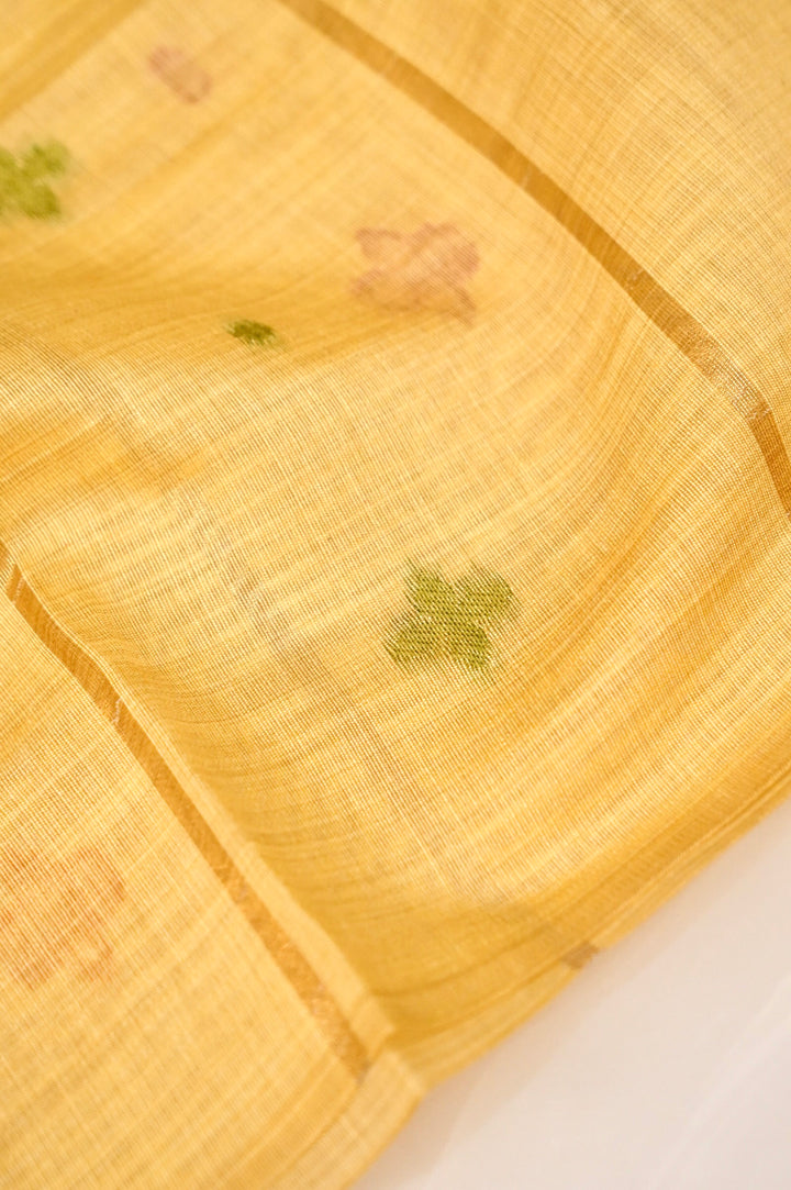 Radiant Pastel Yellow Meenakari Bird Cotton Silk Suit Set