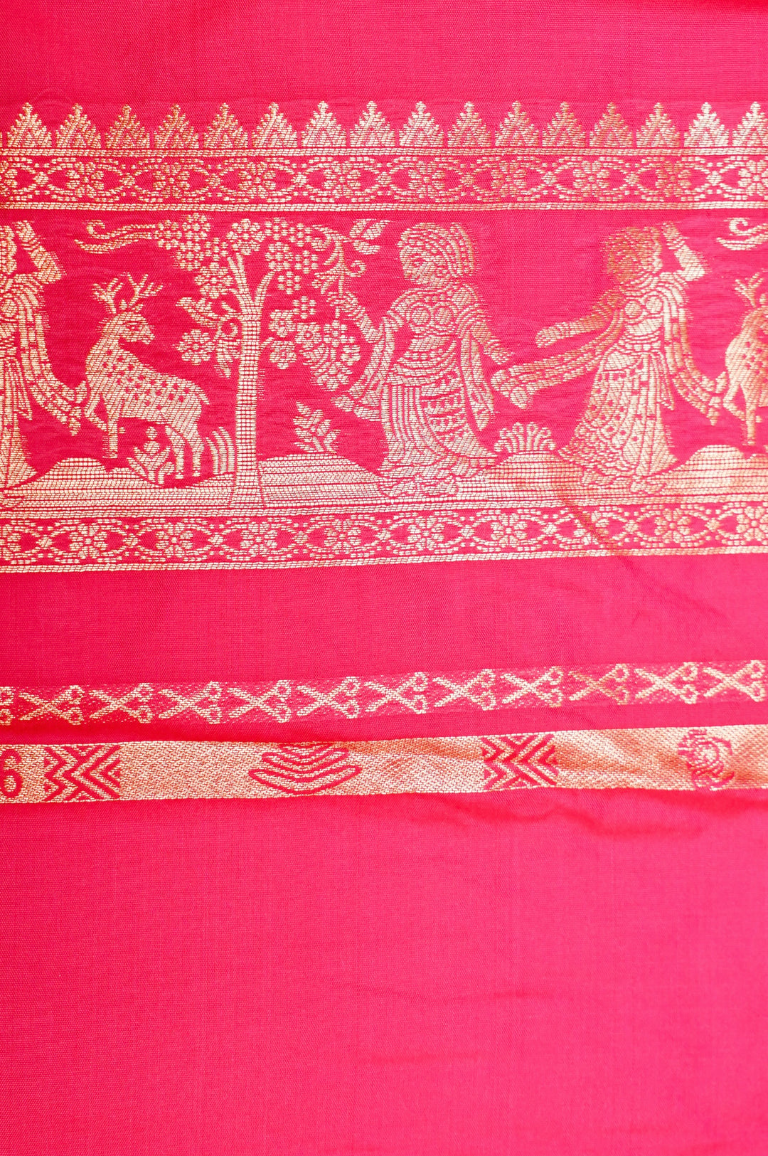 Bridal Pink Soft Silk Baluchari Inspired Figure Motif Saree