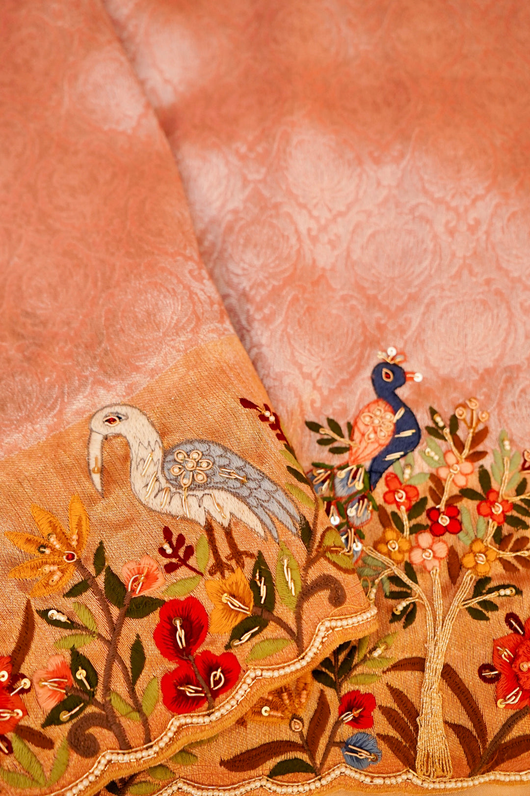 Pink Banarasi Soft Silk Brocade Saree with Meenakari Zardozi | Pichwai Raas Krishna Leela Inspired