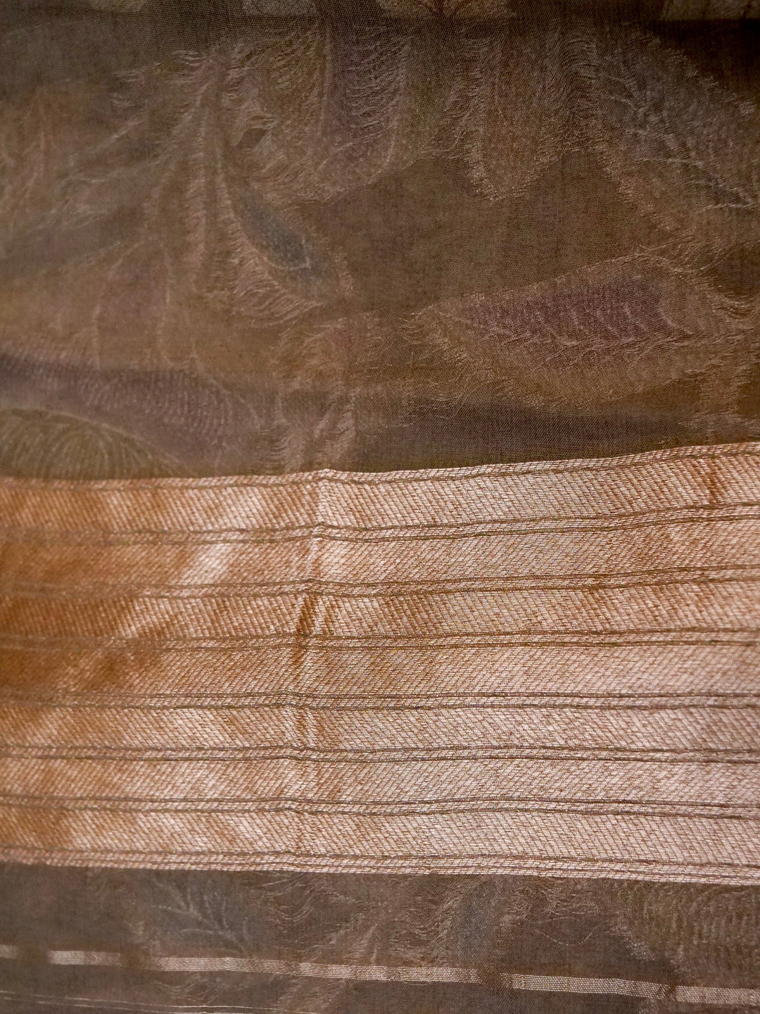 Banarasi Grey Meenakari Khaddi Georgette Saree with handbrush Meena