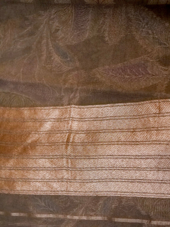 Banarasi Grey Meenakari Khaddi Georgette Saree with handbrush Meena