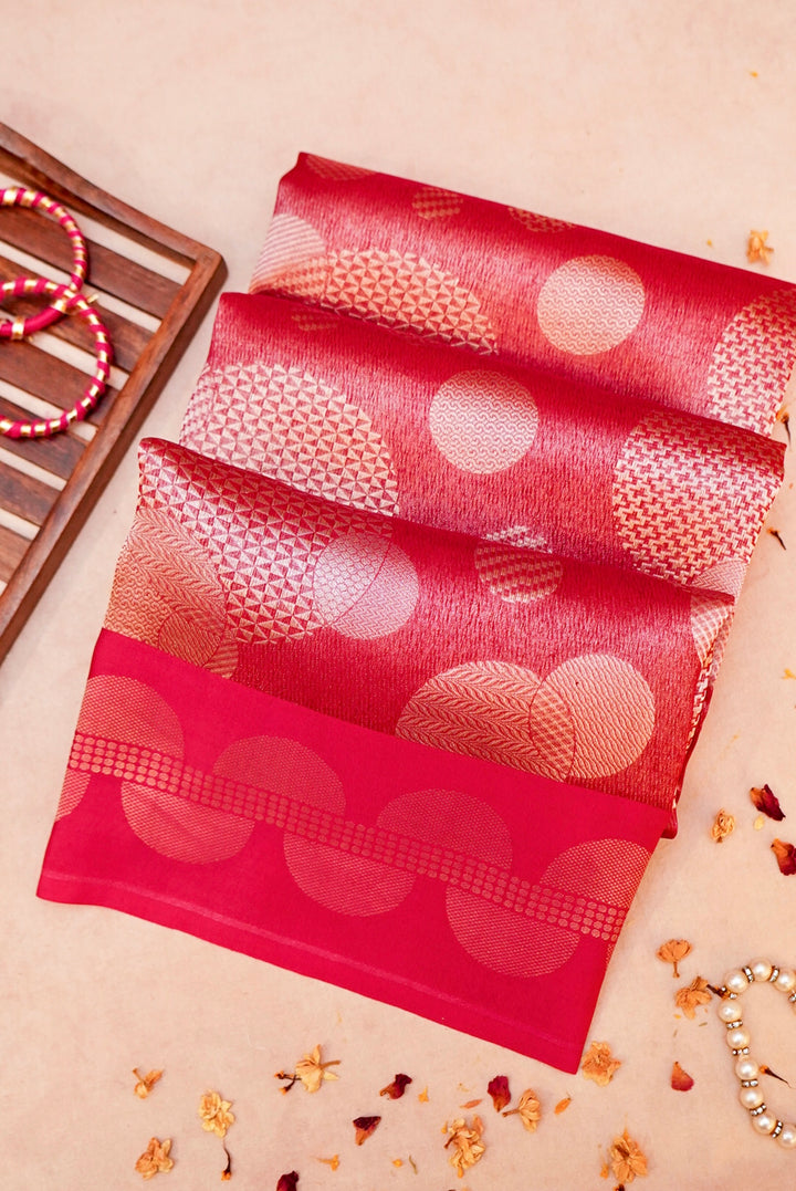 Pure Pink Organza Silk Saree with Brocade Organza Body and Silk Border
