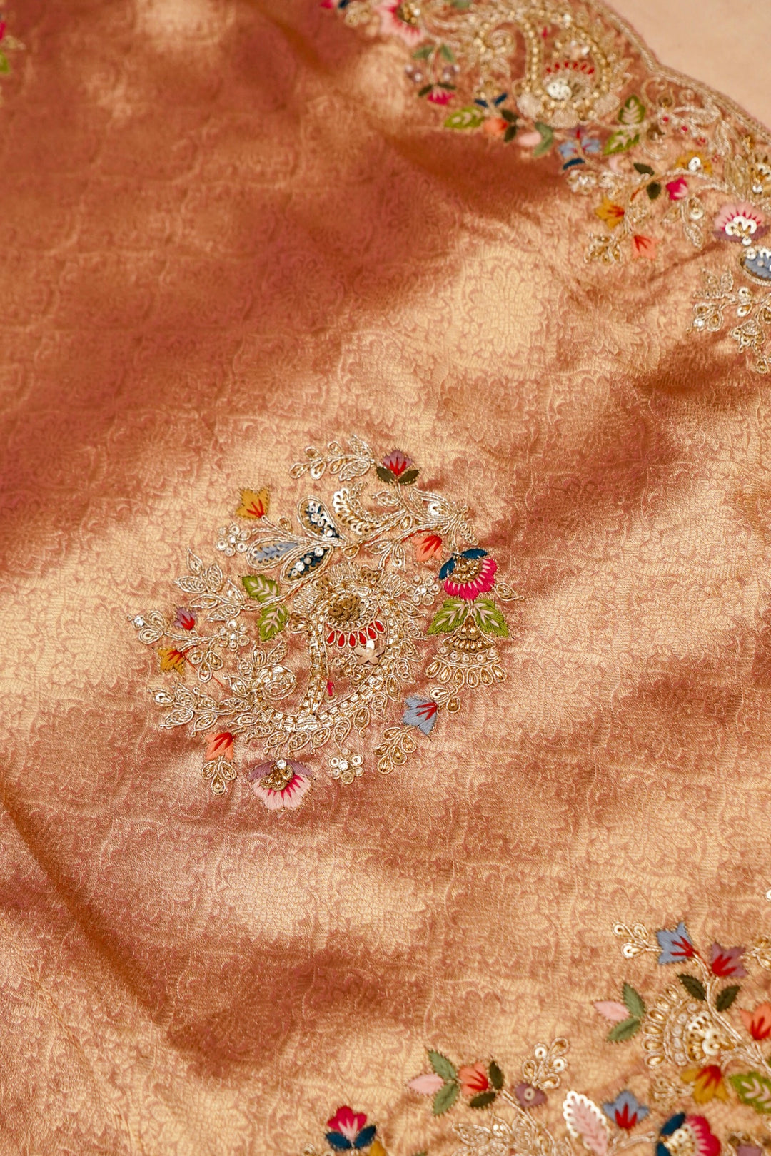 Pastel Pink Bridal Meenakari Glow Designer Tissue Silk Saree View 3