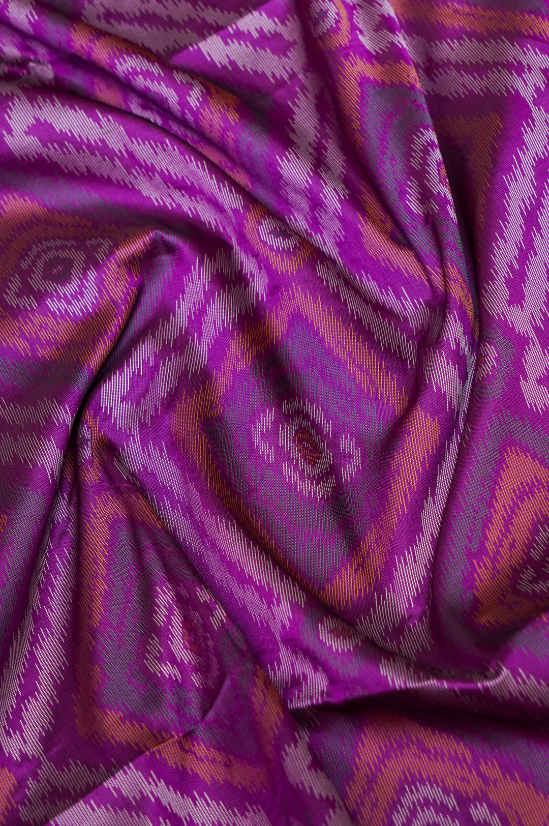 Dark Purple Soft Silk Ikat Inspired Saree with Golden Zari Heavy Border & Pallu