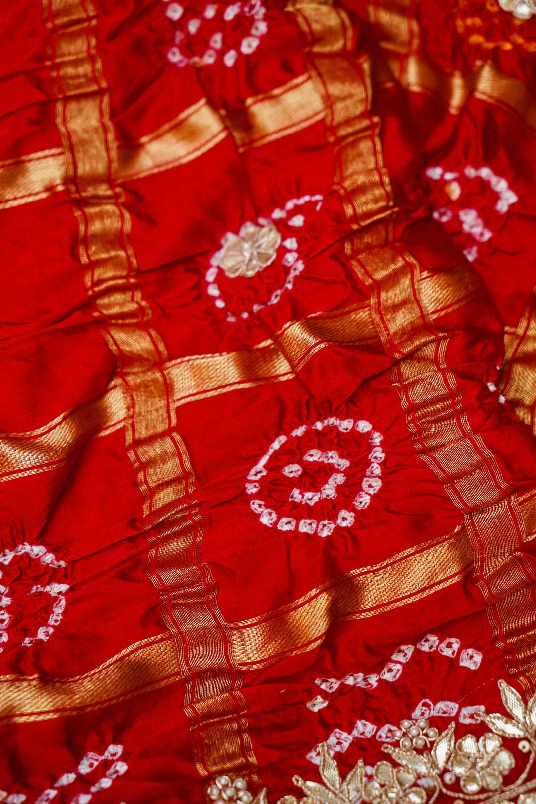 Laal Shringar Chunari Pure Modal Gajji Dupatta with Gota Hand Embroidery View 5