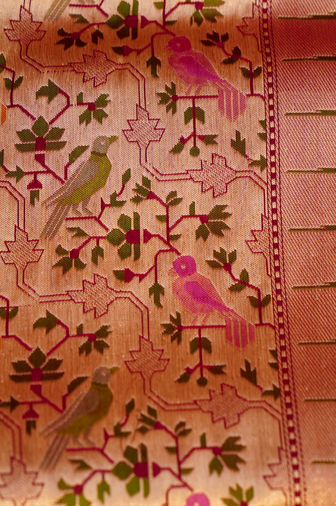 Gulzar Baadal – Handwoven Wine Banarasi Katan Silk Meenakari Saree