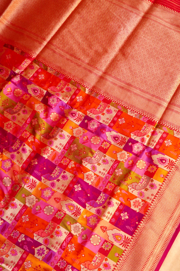 Navrang Tara – Handwoven Rangkat Banarasi Pure Katan Silk Saree