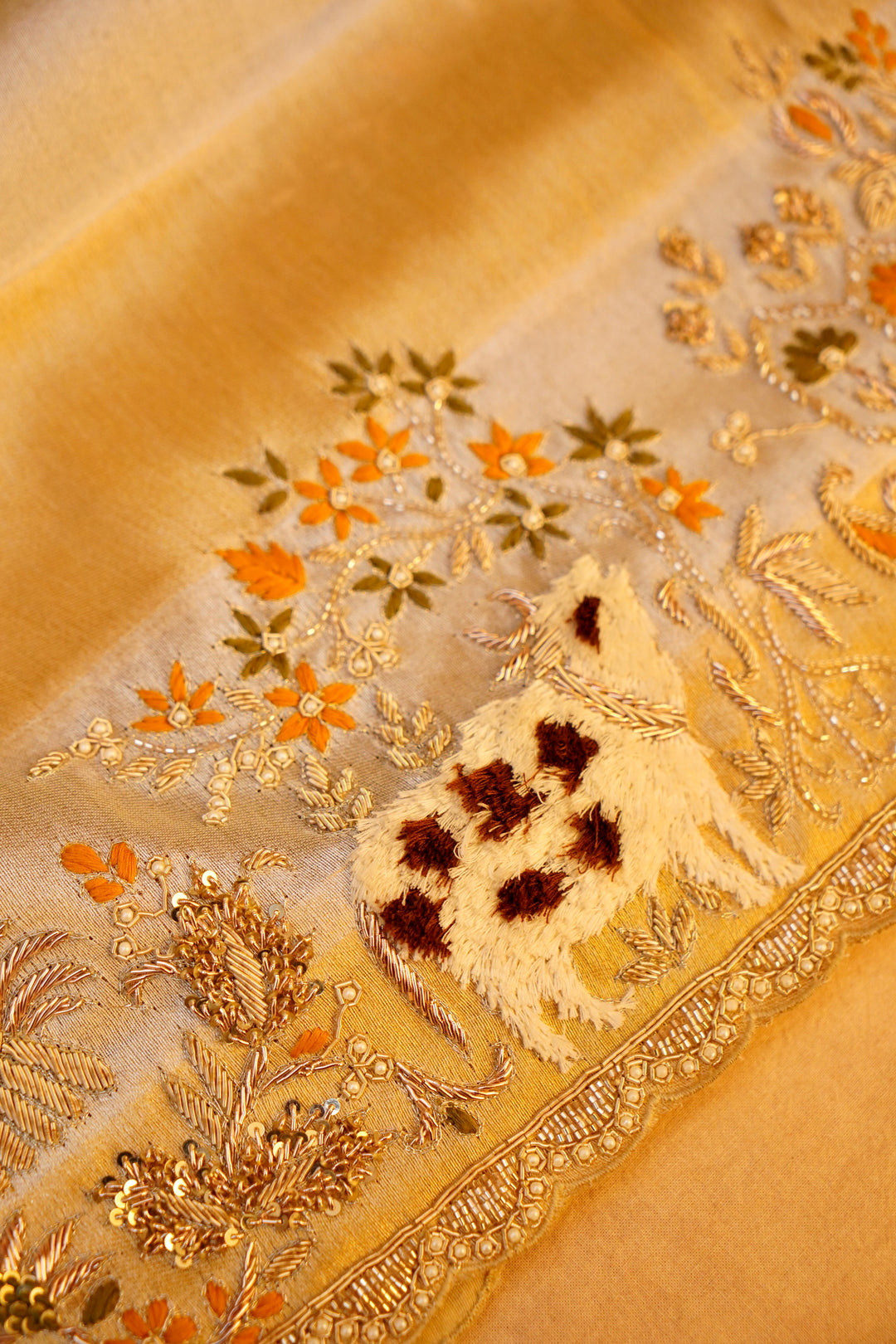 Swarna Kalp – Designer Golden & Silver Tissue Silk Saree