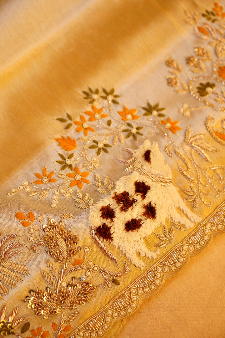 Swarna Kalp – Designer Golden & Silver Tissue Silk Saree