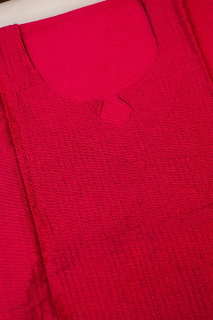 Elegant Dupion Silk Suit in Pink with White Block Print Dupatta