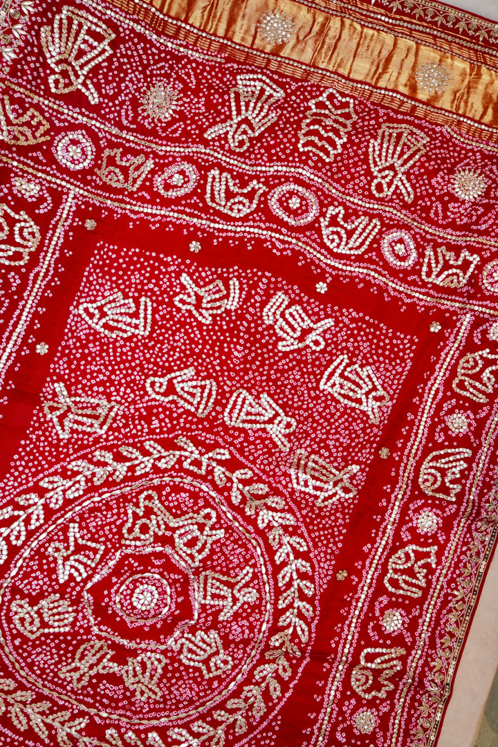 Bandhej Gulnaar Bridal Pure Gajji Silk Dupatta with Gota Patti View 2