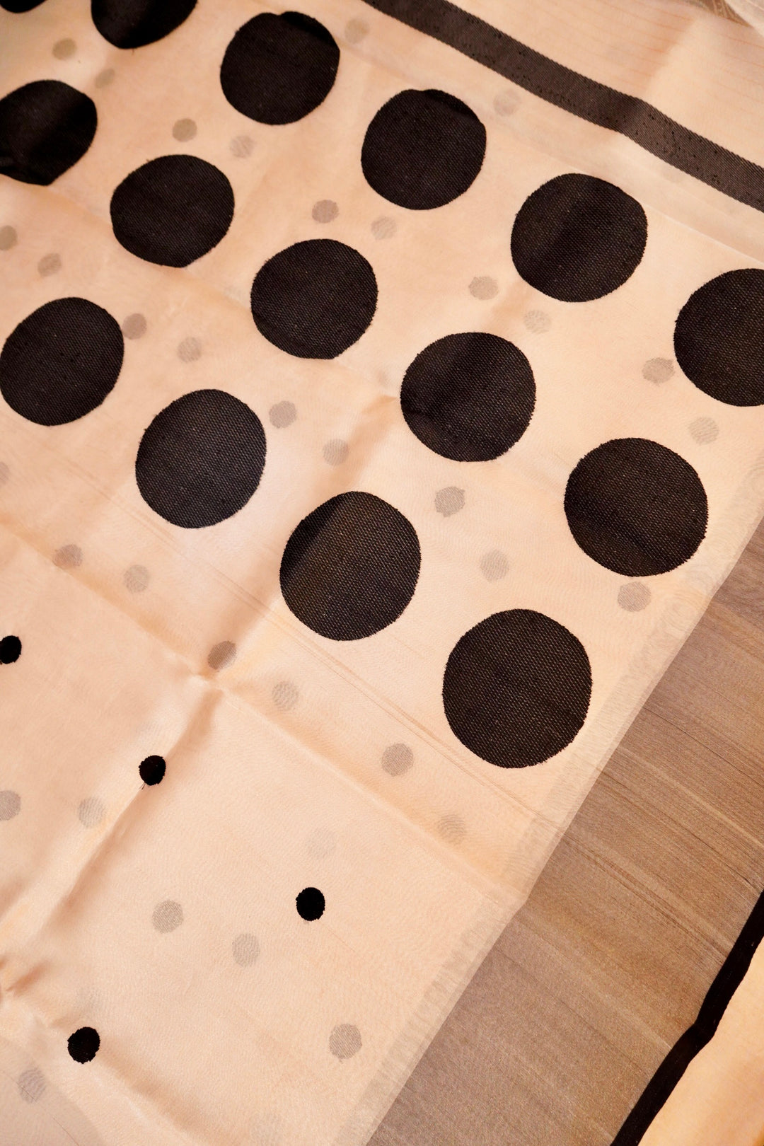 Silver Pure Banarasi Katan Tissue Saree with Black Contemporary Detailing