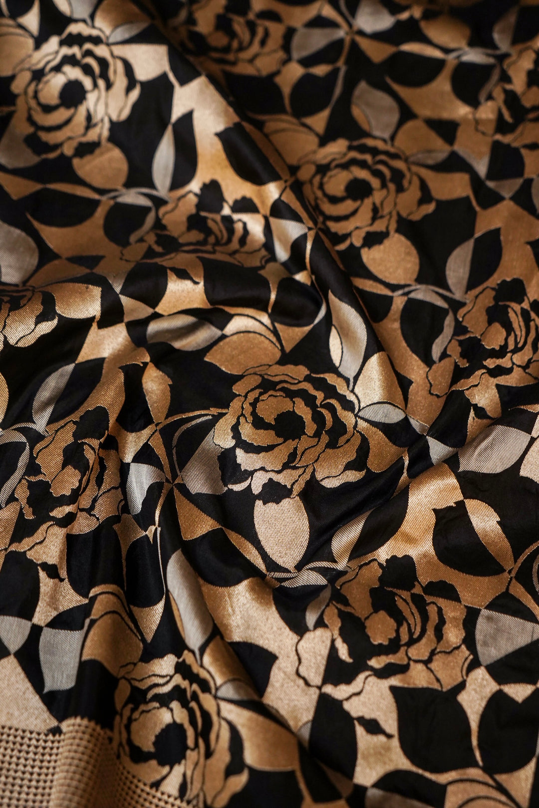 Midnight Modern Contemporary Handloom Pure Katan Silk Banarasi Saree View 4