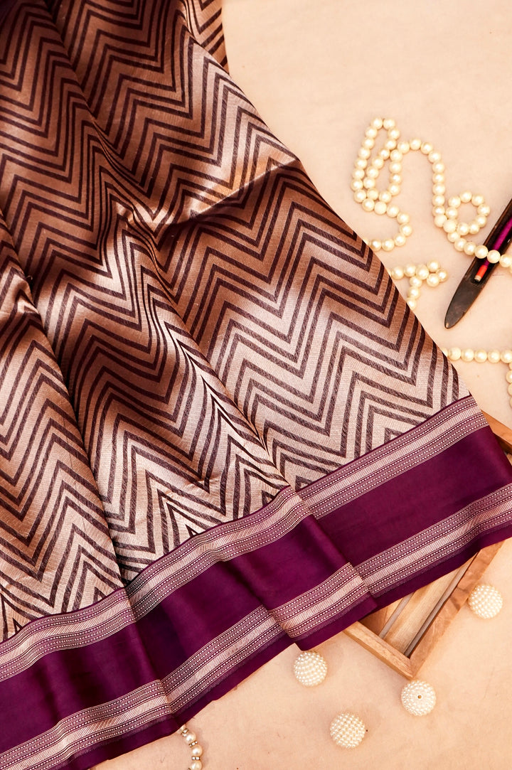 Royal Plum Charm – Purple Pure Handloom Organza Silk Patli Saree with Designer Weaving