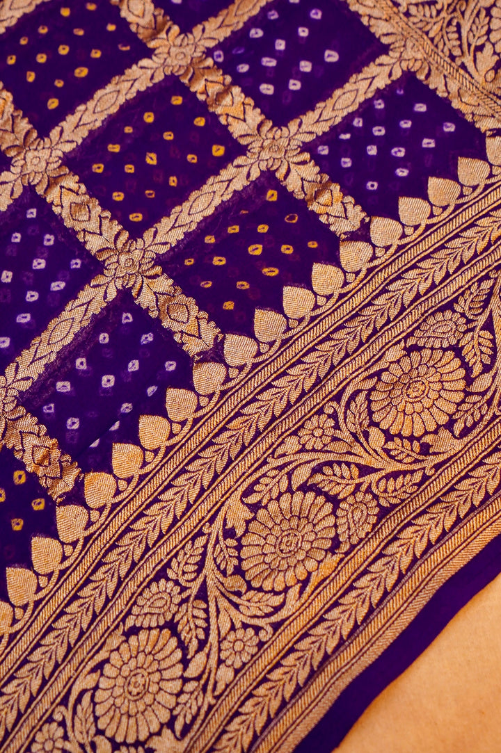 Pure Handloom Raw Silk Suit with Khaddi Bandhani Dupatta in Purple Hue