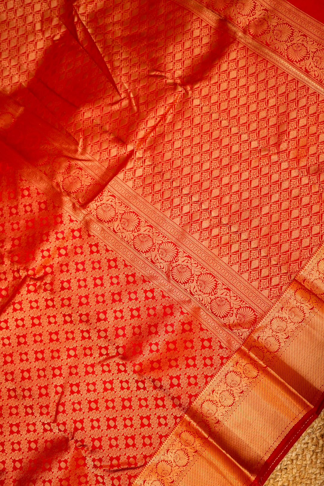 Ruby Red Kanjivaram Silk Saree with Heirloom Zari Brocade Weave View 2