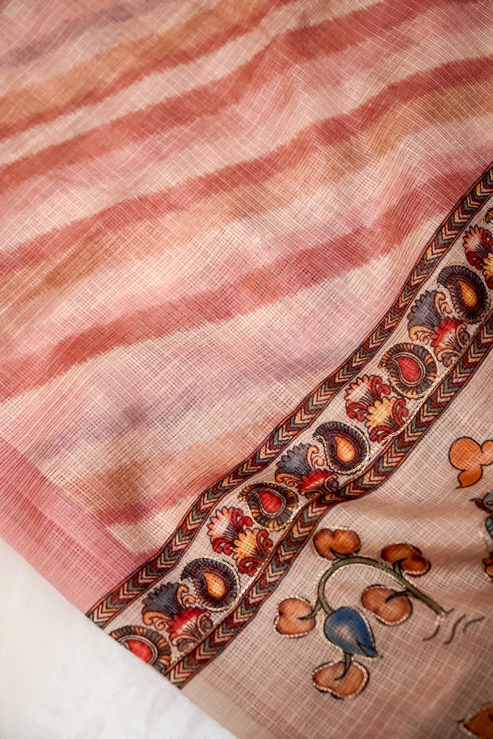 Multi Color Royal Kota Saree with Aari Tari Leheriya Work Kalamkari Pallu View 2
