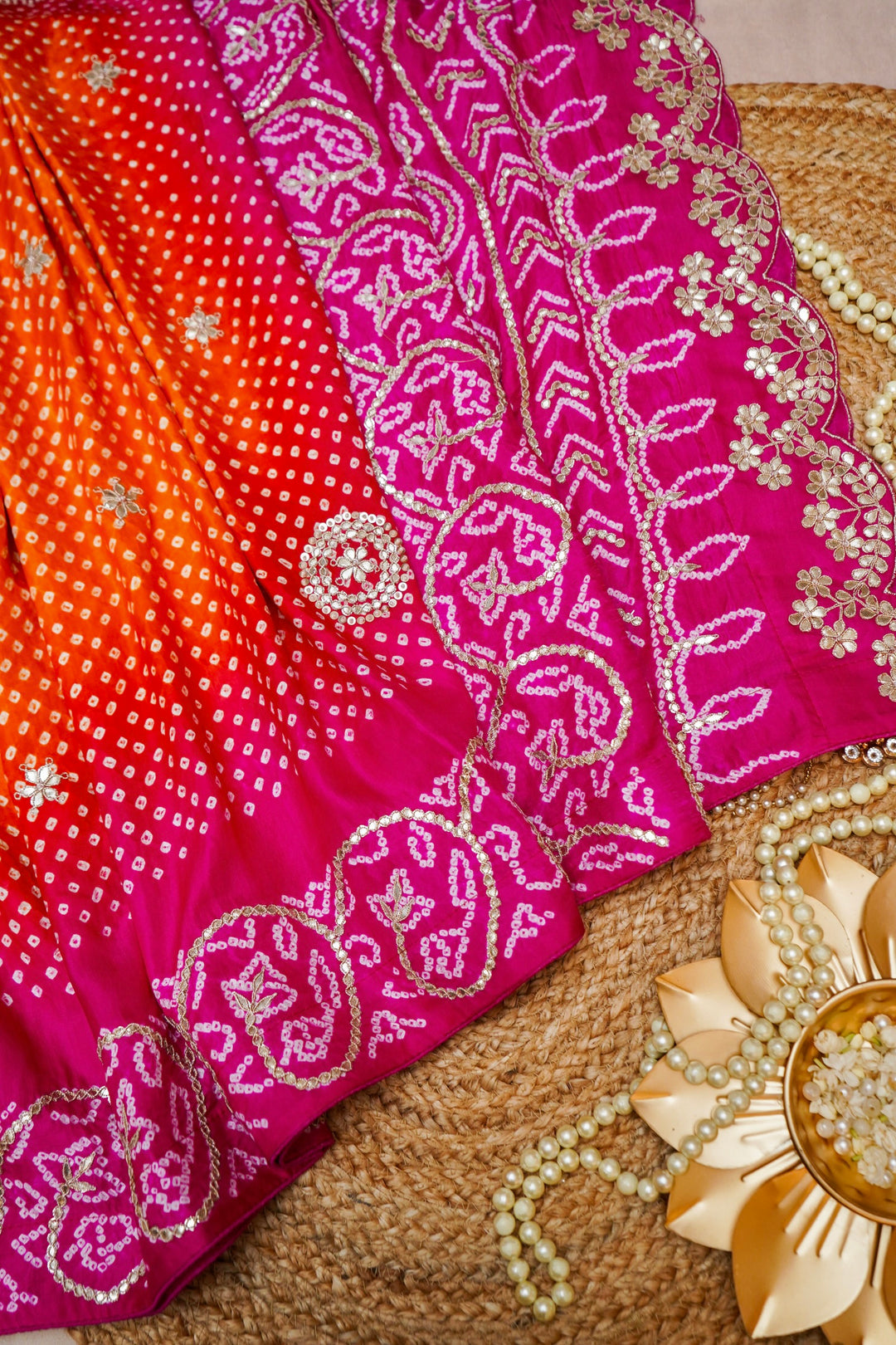 Rangrez Gulnaar Pure Gajji Bandhej Dupatta with Gota Patti View 1