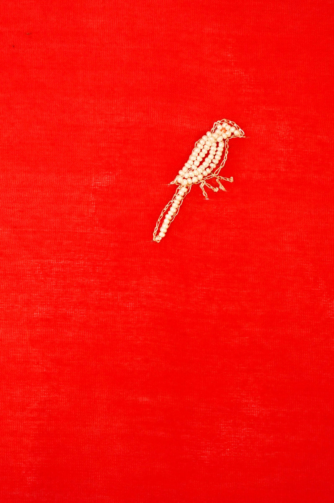 Bridal Red Pure Chanderi Silk Suit Set with Pearl Work Birds Motif