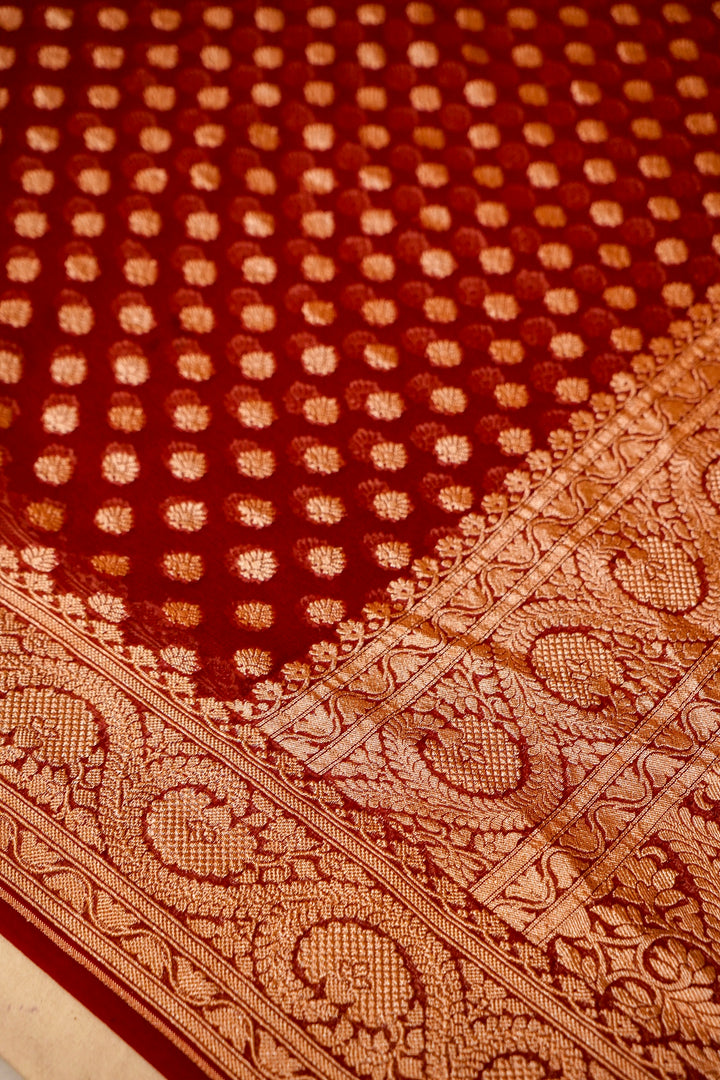 Maroon Bootidar Grace Khaddi Georgette Saree View 4