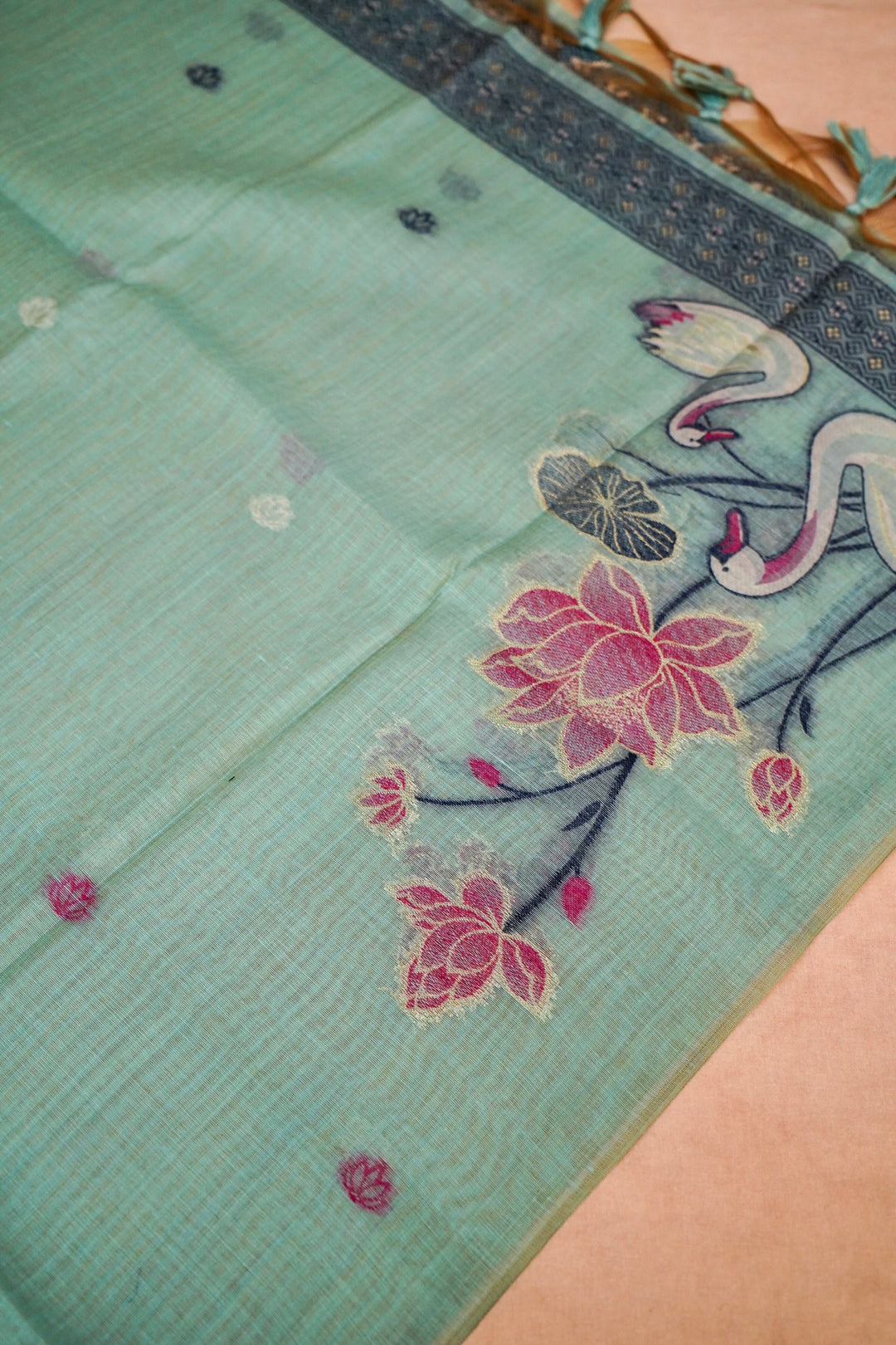 Sea Green Cotton Silk Suit Set with Resham Embroidery