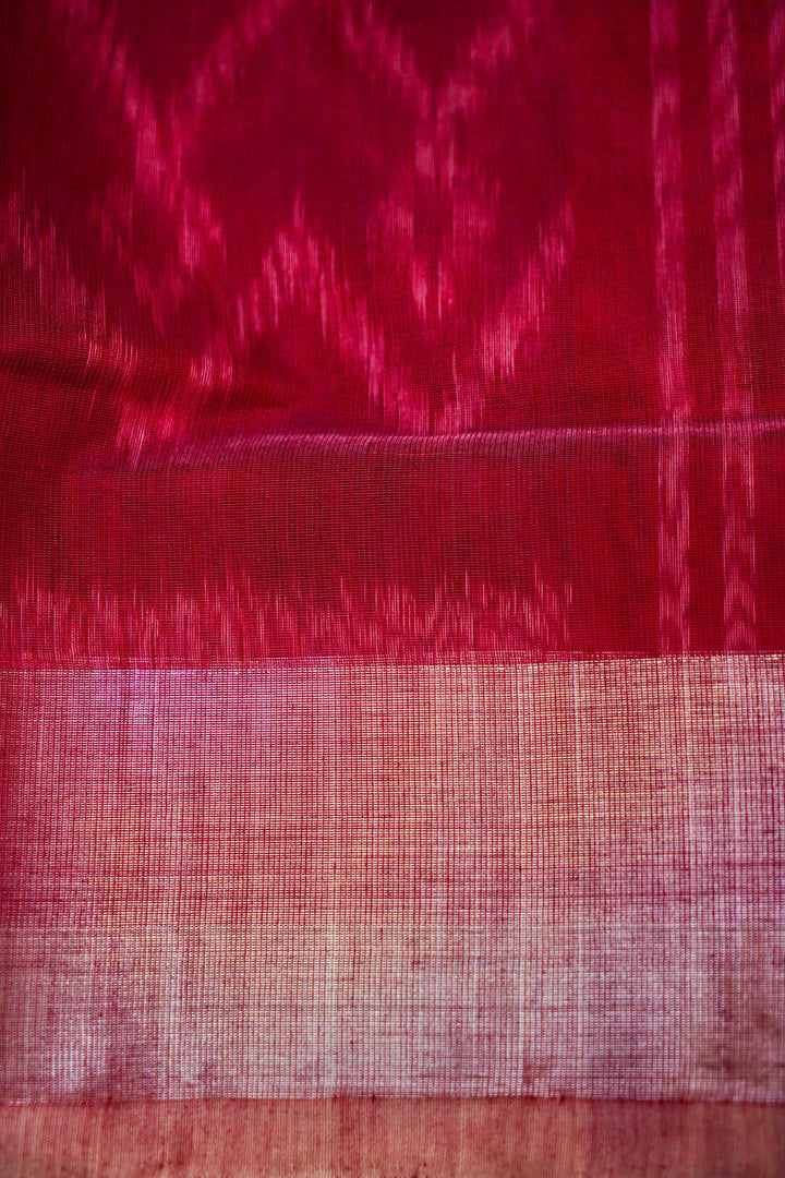 Banarasi Patola Wine Cotton Silk Saree with All-Over Geometrical Print