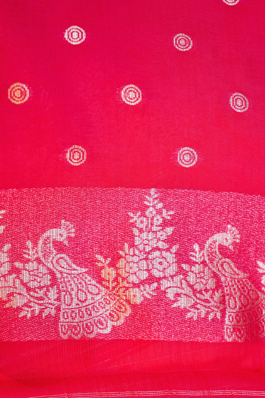 Pink Bridal Kota Check Saree with Birds Motif Silk Border