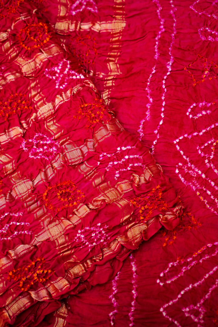 Pure Pink Gajji Silk Gharchola Saree – Timeless Gujarati Bridal Weave