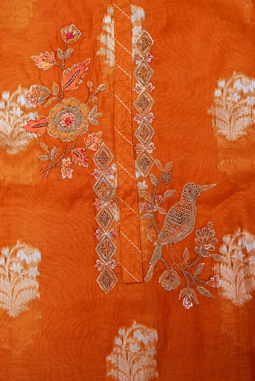 Mustard Pure Mul Silk Haldi Suit with Zardozi Neckline and Pitta Zari Dupatta