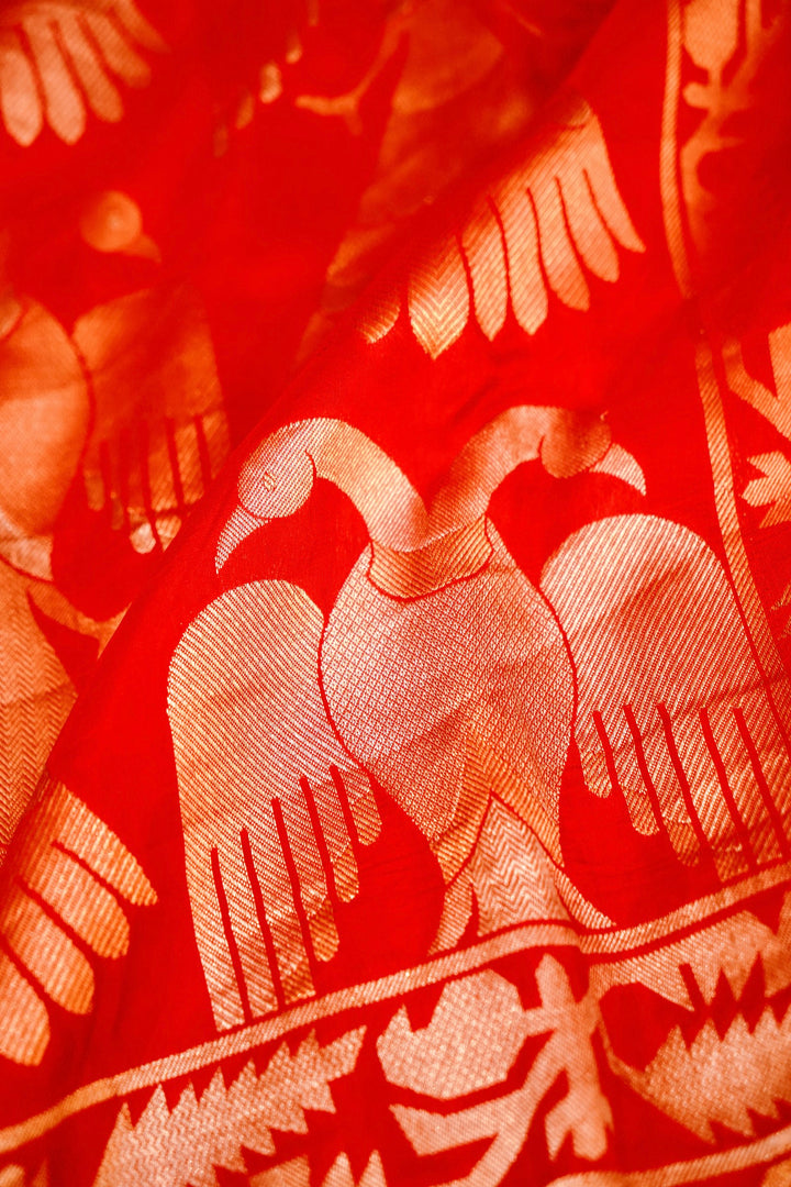 Majestic Red Sonaroopa Muslin Organza Bridal Saree Collection