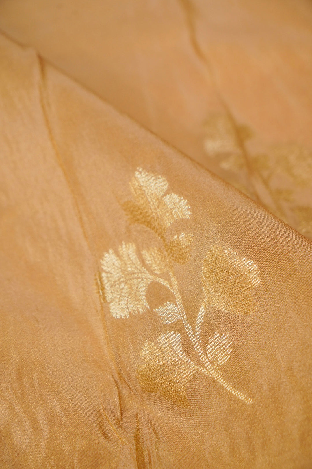 Beige Gold Lehenga Pattern Half Half Tissue Silk Meenakari Embroidery Saree View 9