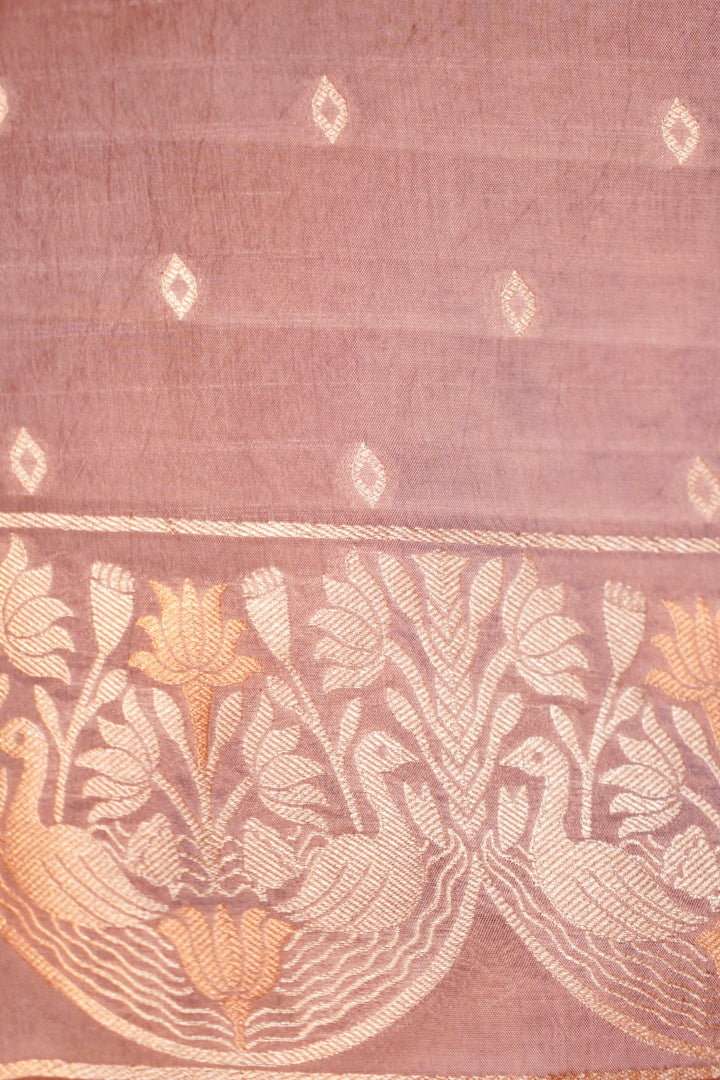 Elegant Dusty Rose Sonaroopa Muslin Organza Wedding Saree Designer Collection