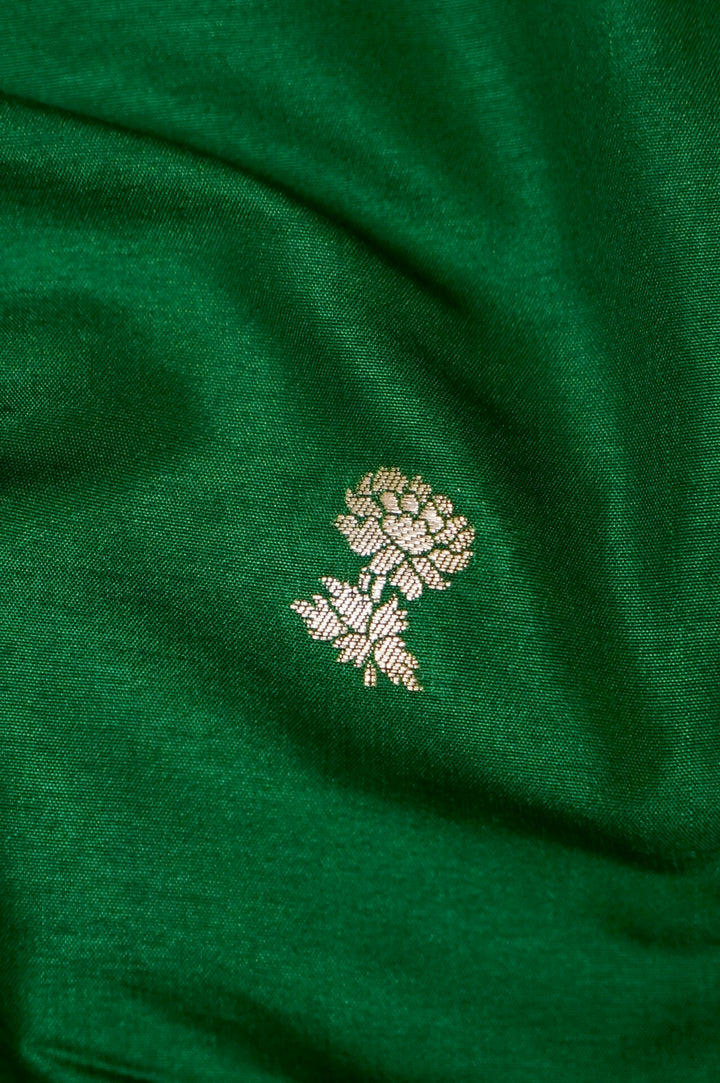 Green Raw Mango Brocade Silk Unstitched Suit Set View 8