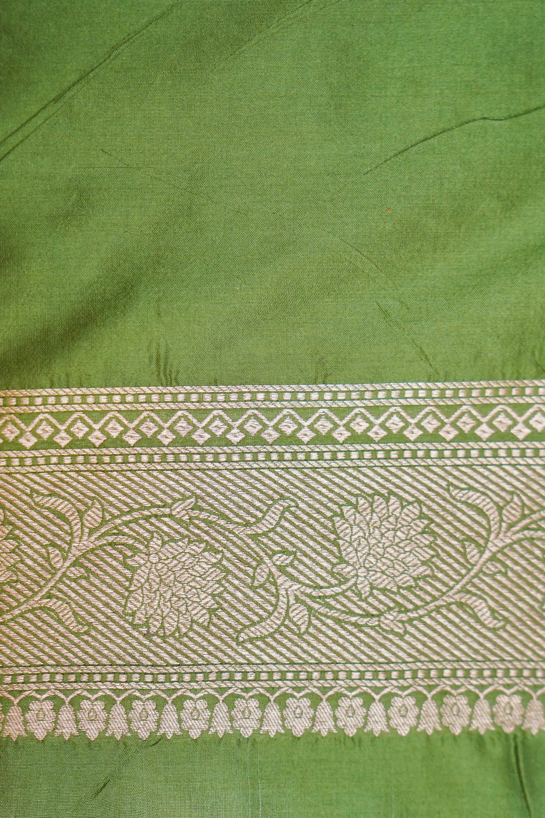 Emerald Meadow Light Green Meenakari Katan Silk Saree View 5