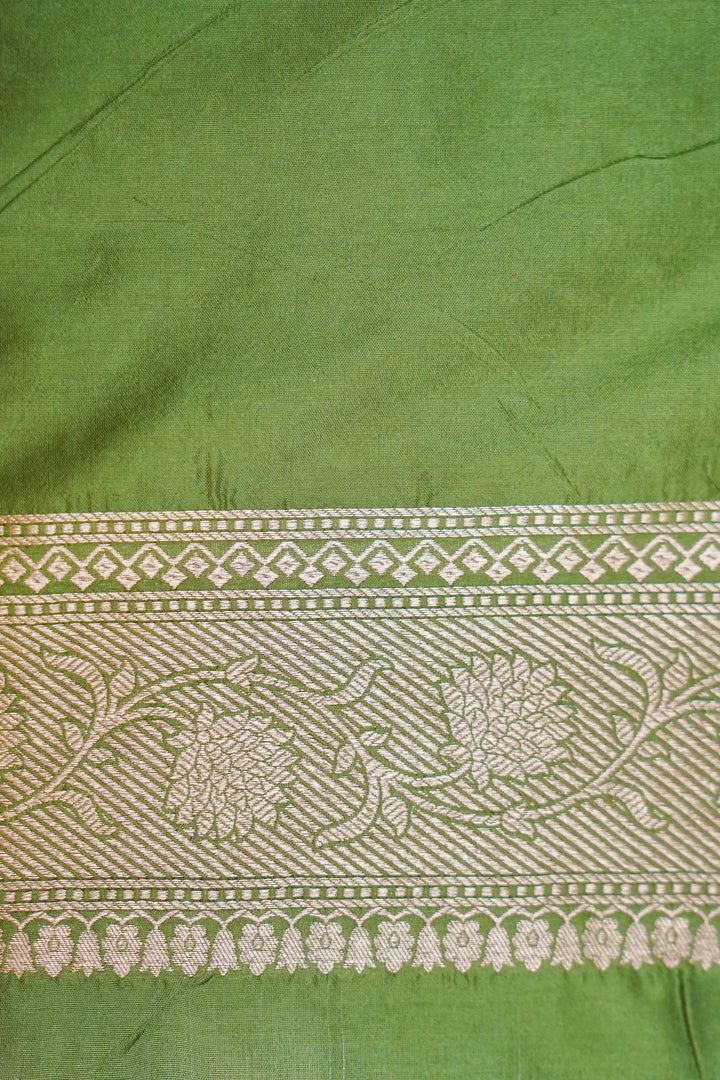 Emerald Meadow Light Green Meenakari Katan Silk Saree View 5