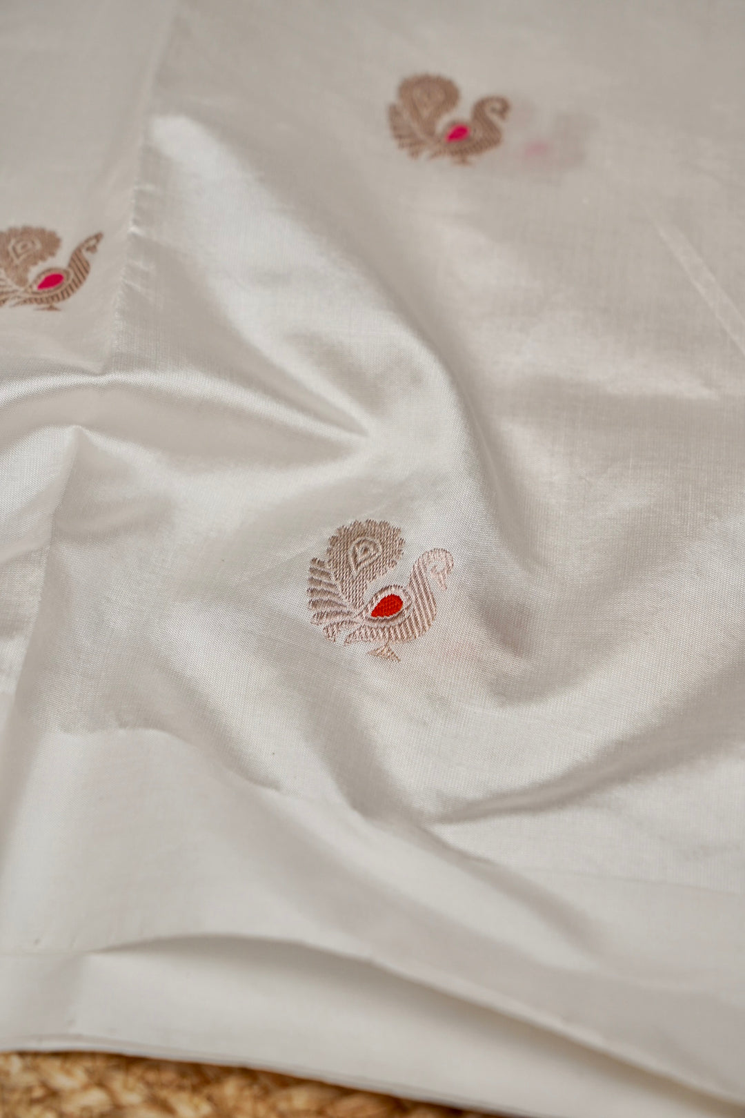 Handwoven Banarasi Pure Puna Silk Saree with Zari Woven Meenakari Peacock Motifs