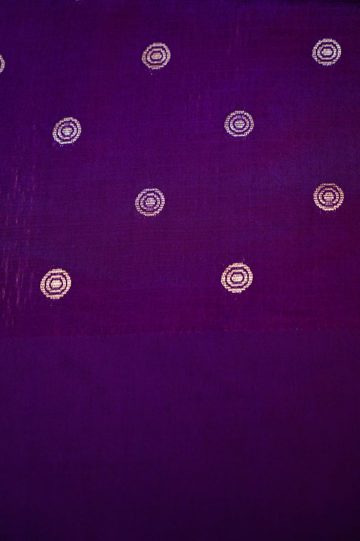 Purple Kota Check Saree with Birds Motif Silk Border