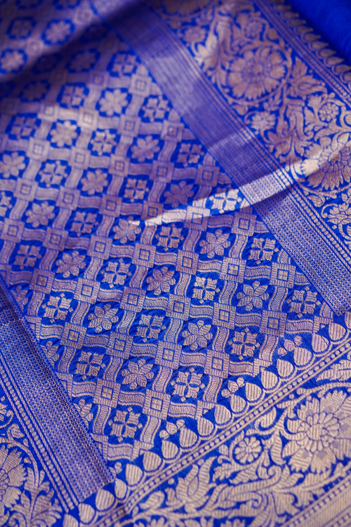 Royal Blue Chand Boora Sonakshi Sinha Inspired Banarasi Saree View 6