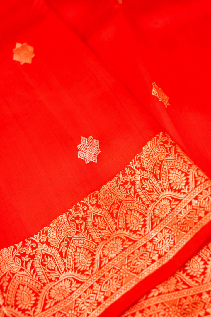 Handwoven Red Banarasi Bridal Katan Silk Saree